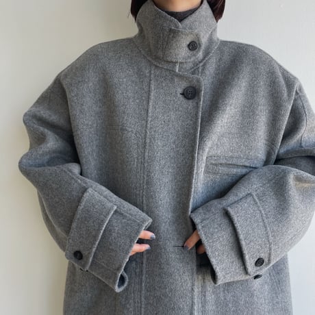 【nokcha original】HAND MADE oval coat/melange gray_no0305