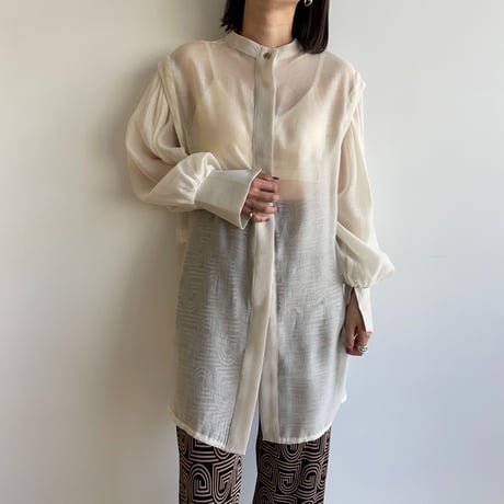 【nokcha original】2way volume sheer blouse/ivory_nb0049