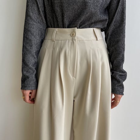 【nokcha original】three tuck wide pants/ivory_np0766