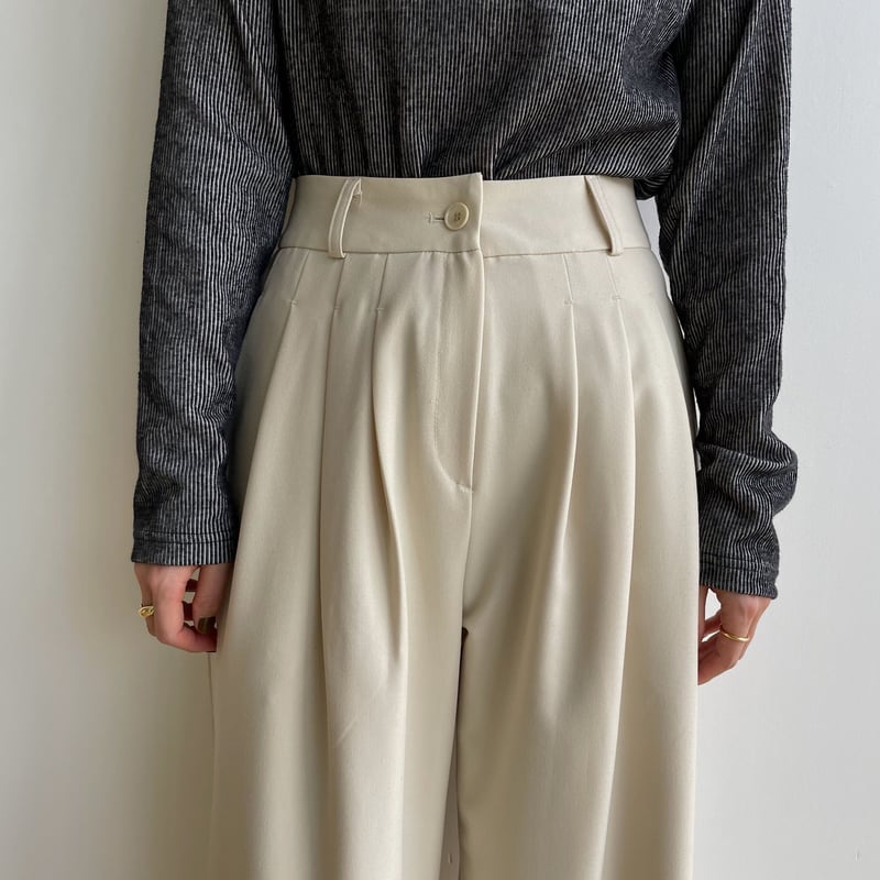 nokcha original】three tuck wide pants/ivory_np