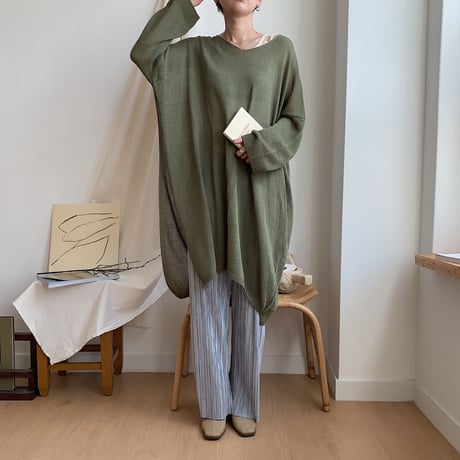 《予約販売》s/s slit knit/2colors_nt0328