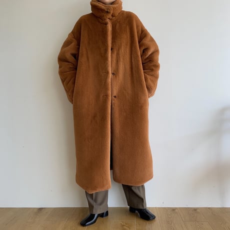 【nokcha original】long fur coat/camel orange_no0239