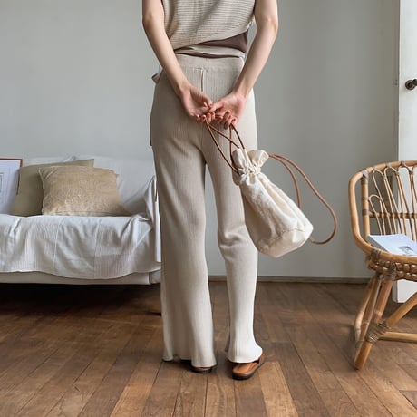 【nokcha original】quality linen knit pants/oatmeal_np0212