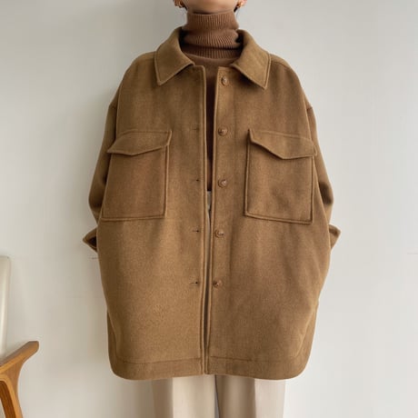 【nokcha original】twill shirt jacket/deep beige_no0246