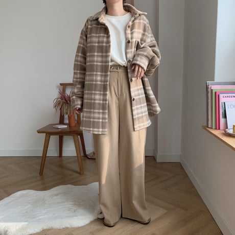 ✳︎予約販売✳︎wool blend check shirt jk_no0042