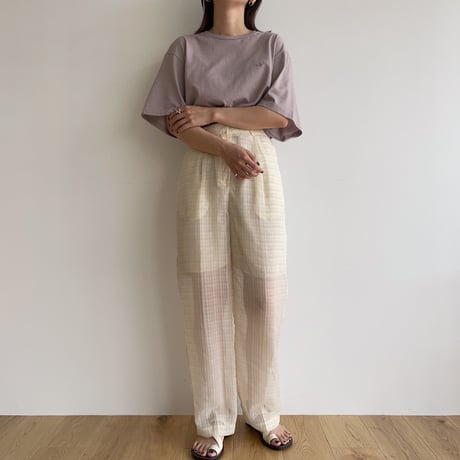【nokcha original】check sheer pants/ivory_np0597
