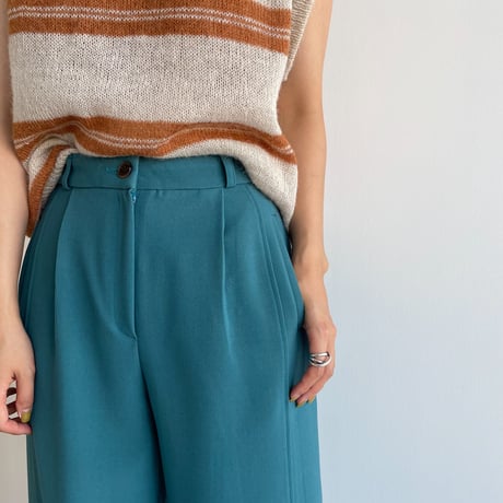【nokcha original】back slit long pants/turquoise blue_np0452