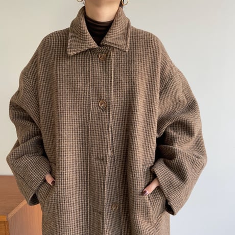 【nokcha original】hounds tooth check coat/brown_no0175
