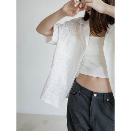 《予約販売》lacy open collar shirt/2colors_nb0380