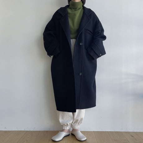 【nokcha original】HAND MADE oval coat/navy_no0304