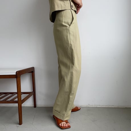 【nokcha original】linen tuck cocoon pants/pistacchio_np0400
