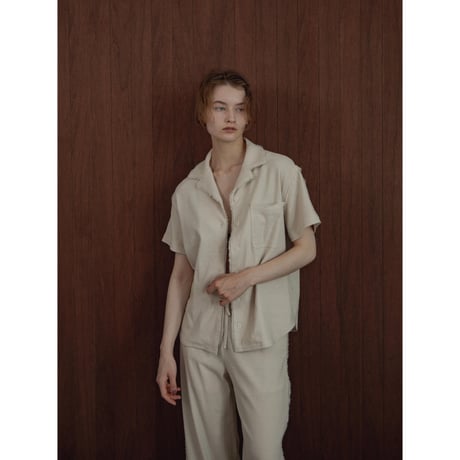 - AUTHENTIC series - vintage like linen shirt/ivory_an0038