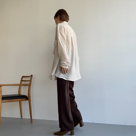 【nokcha original】satin slit pants/brown_np0456
