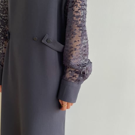 【nokcha original】sleeve dress/charcoal navy_nd0134