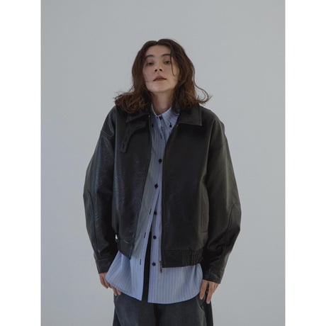 - AUTHENTIC series - throat latch fake leather jacket/black_an0018