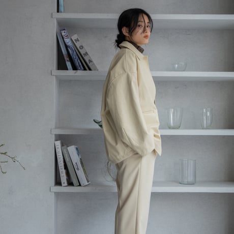 【nokcha original】eco leather over jacket/ivory_no0197