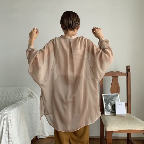 【nokcha original】sheer raglan over shirt/beige_nt0513