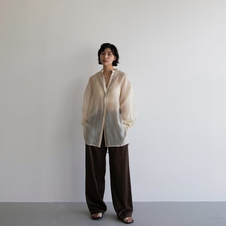【nokcha original】piping sheer blouse/ivory_nb0055