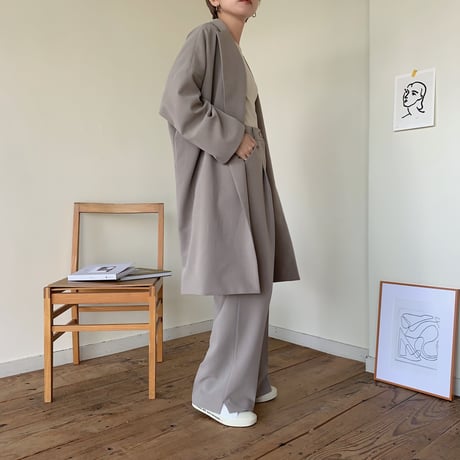 【NOKCHA original】quality long slacks slit pants/ greige_np0163