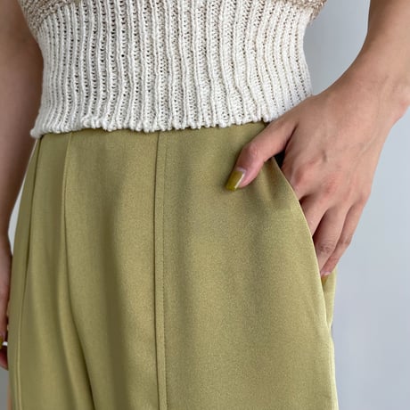 【nokcha original】satin slit pants/yellow green_np0455
