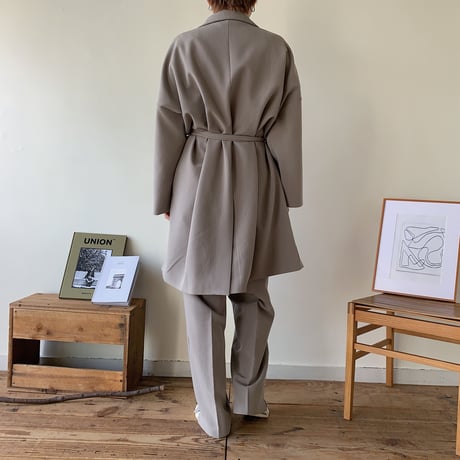 【NOKCHA original】quality long slacks slit pants/ greige_np0163