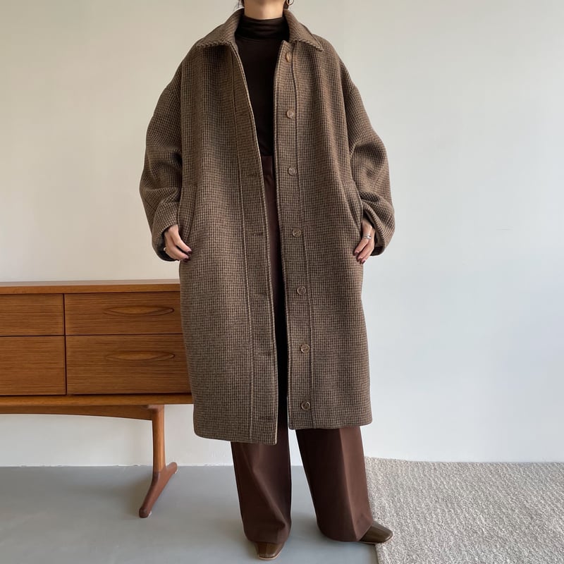 nokcha original】hounds tooth check coat/brown_
