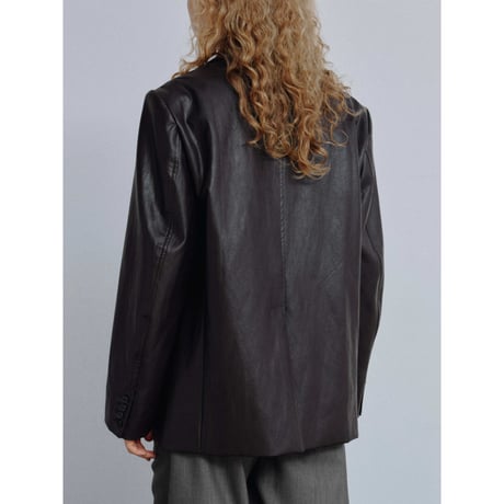 - AUTHENTIC series - double breasted fake leather jacket/deep brown_an0056