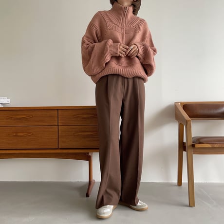 【nokcha original】zip up over knit/pink_nt1185