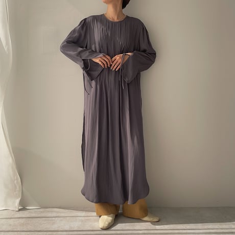 【nokcha original】back open pleats silky ops/charcoal_nd0096