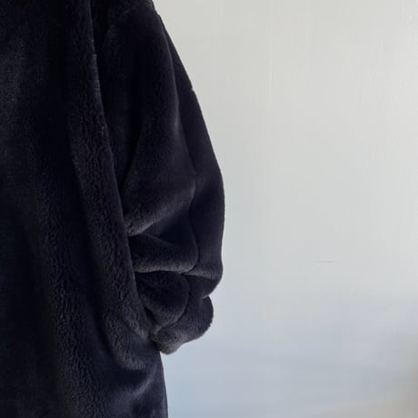 【nokcha original】long fur coat/navy black_no0240