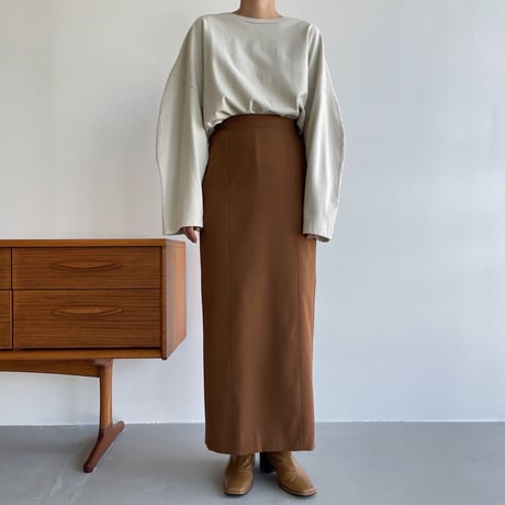 【nokcha original】stitch long skirt/camel brown_ns0059