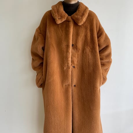 【nokcha original】long fur coat/camel orange_no0239