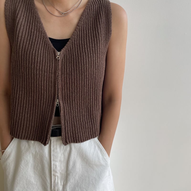 予約販売》zip knit vest/2colors_nt1805 | NOKCHA