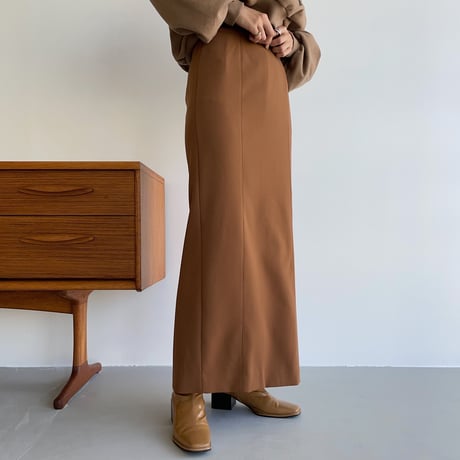 【nokcha original】stitch long skirt/camel brown_ns0059