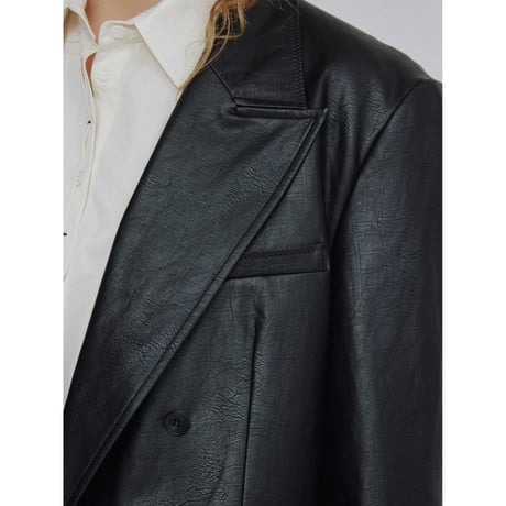- AUTHENTIC series - double breasted fake leather jacket/black_an0057