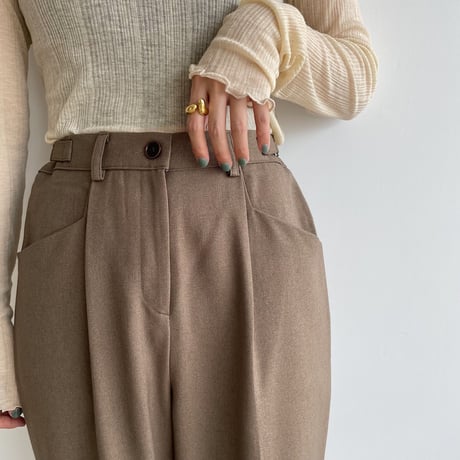 【nokcha original】buckle slacks pants/brown_np0668