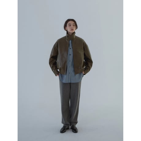 - AUTHENTIC series - throat latch fake leather jacket/khaki brown_an0016