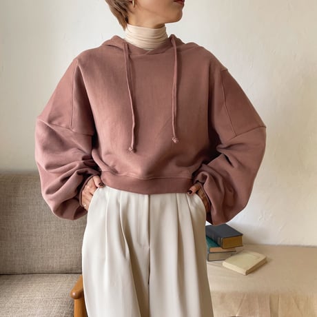 【nokcha original】label hood pullover/dark pink_nt0735