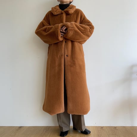 【nokcha original】long fur coat/camel orange_no0239