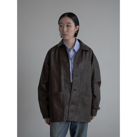《予約販売》mannish middle leather like jacket/2colors(unisex)_no0397