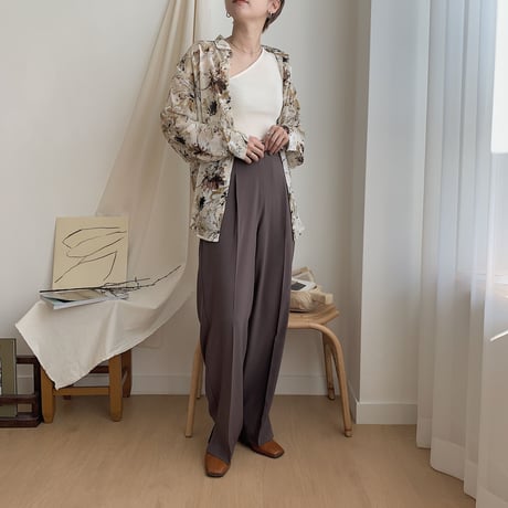 【nokcha original】slit long slacks pants/2colors_np0146