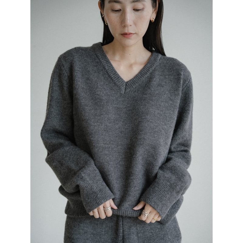 NOKCHA　v neck mannish knit pullover ブラック NOKCHA original】v neck mannish knit pullover/3