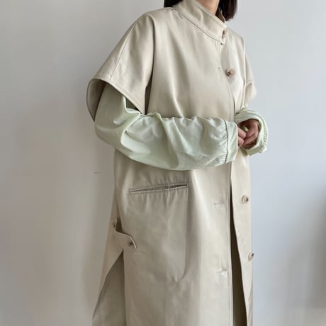【nokcha original】twill slit long vest/ivory_no0204