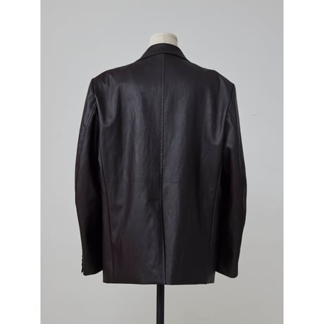 - AUTHENTIC series - double breasted fake leather jacket/deep brown_an0056