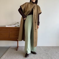 【nokcha original】twill slit long vest/beige_no0205