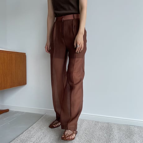 【nokcha original】quality sheer pants/brown_np0415