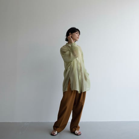 【nokcha original】piping sheer blouse/light green_nb0056