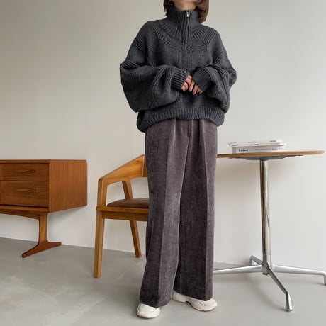 【nokcha original】zip up over knit/charcoal_nt1184