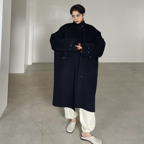 【nokcha original】HAND MADE oval coat/navy_no0304