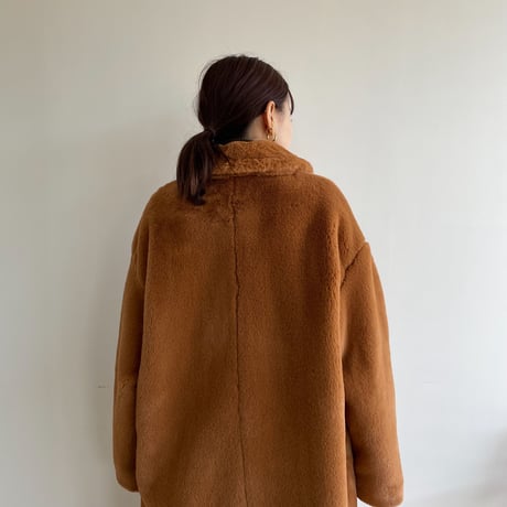 【nokcha original】long fur coat/camel orange_no0239